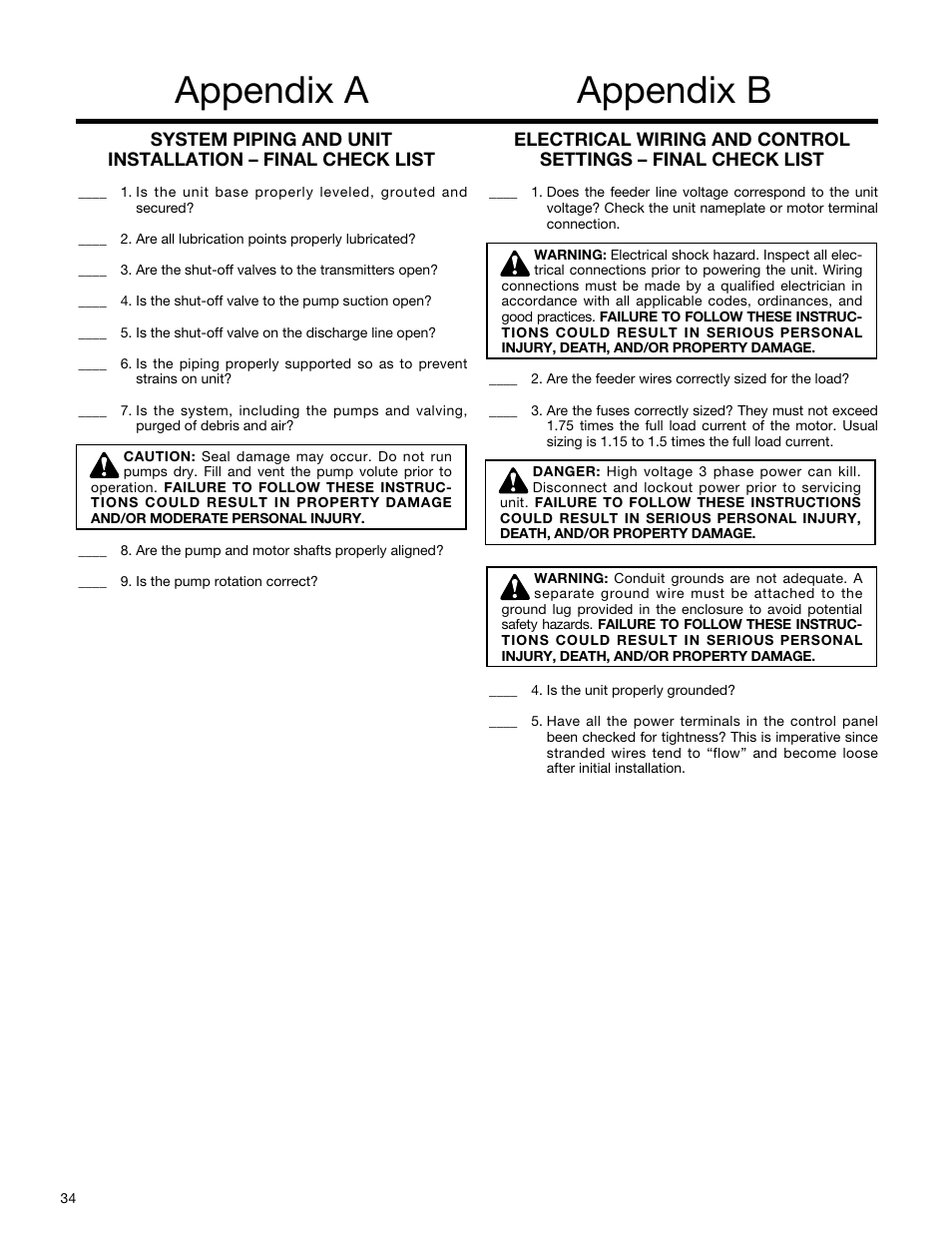 Appendix a appendix b | Bell & Gossett S13641B Technologic 5500 Series Pump Controller User Manual | Page 34 / 38