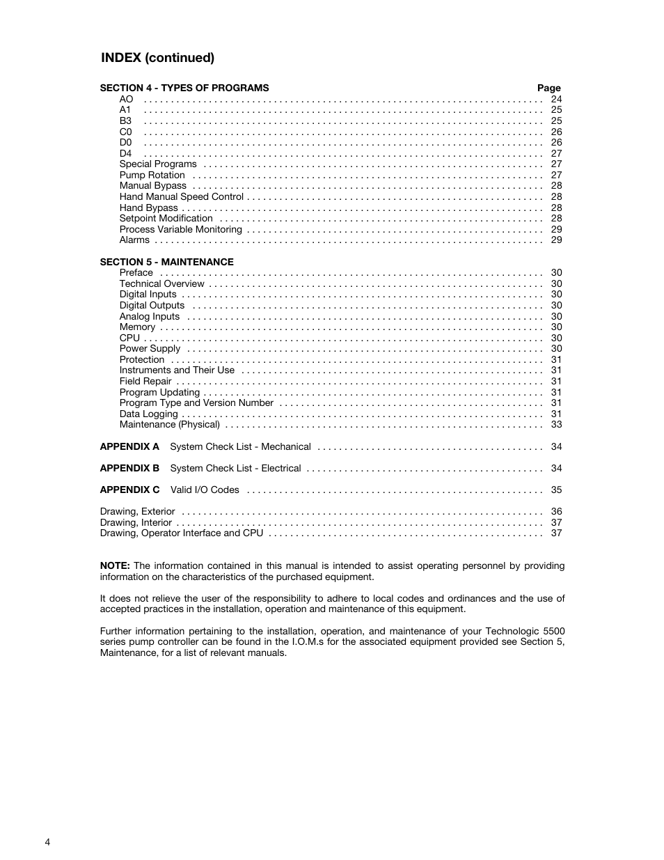 Index (continued) | Bell & Gossett S13641B Technologic 5500 Series Pump Controller User Manual | Page 4 / 38