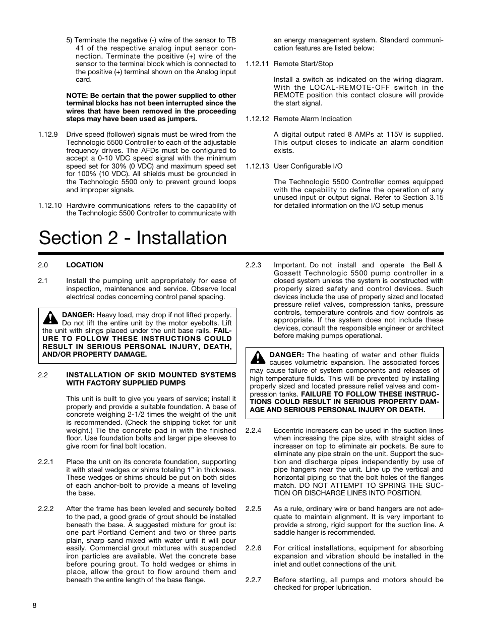 Bell & Gossett S13641B Technologic 5500 Series Pump Controller User Manual | Page 8 / 38