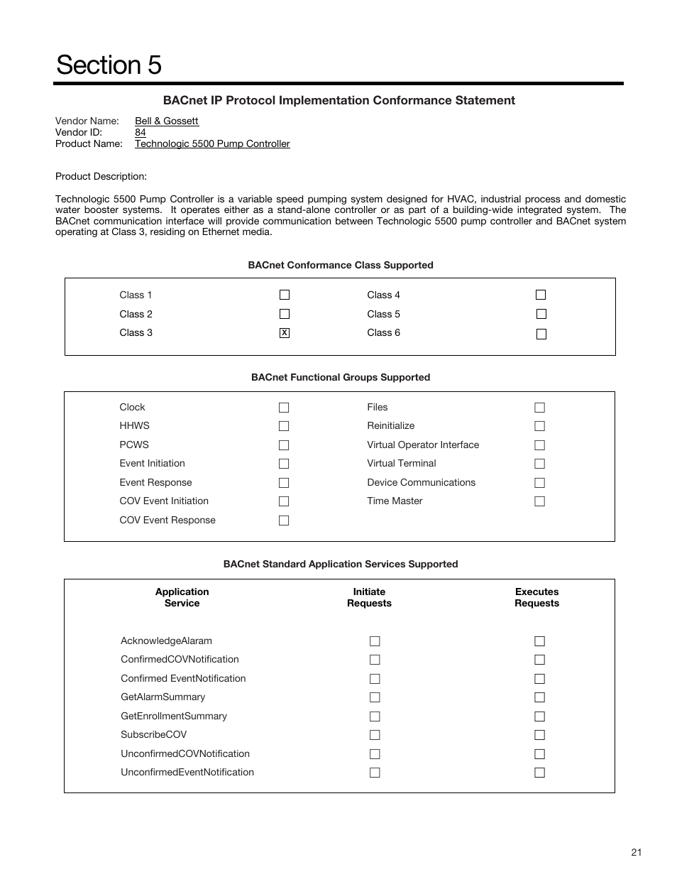 Bell & Gossett S13654B Technologic 5500 Series Pump Controller User Manual | Page 21 / 31