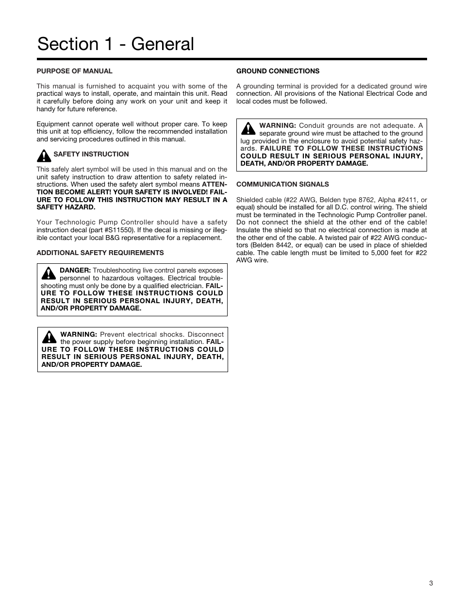 Bell & Gossett S13654B Technologic 5500 Series Pump Controller User Manual | Page 3 / 31