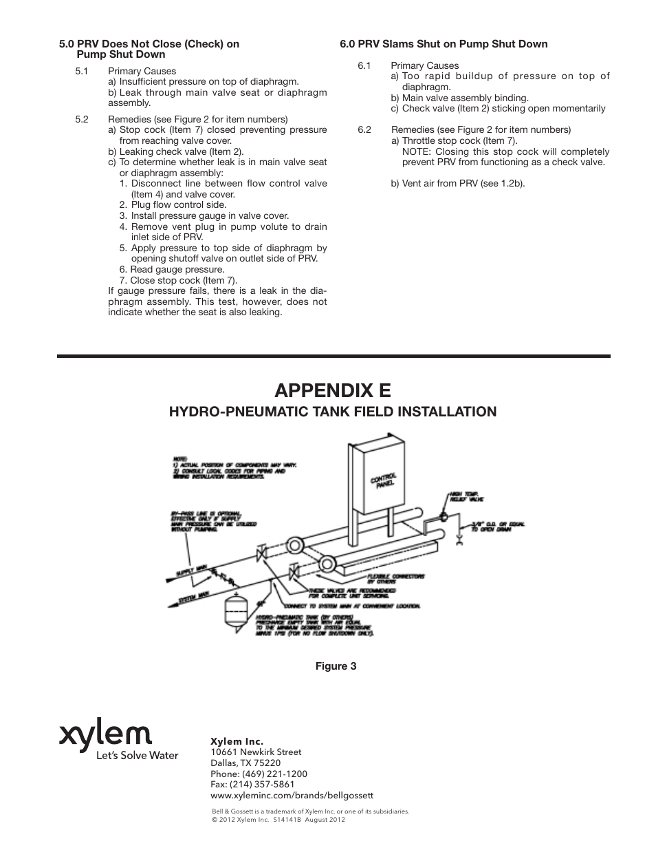 Appendix e, Hydro-pneumatic tank field installation | Bell & Gossett S14141B 70X Multiple Pump Pressure Booster Systems User Manual | Page 12 / 12