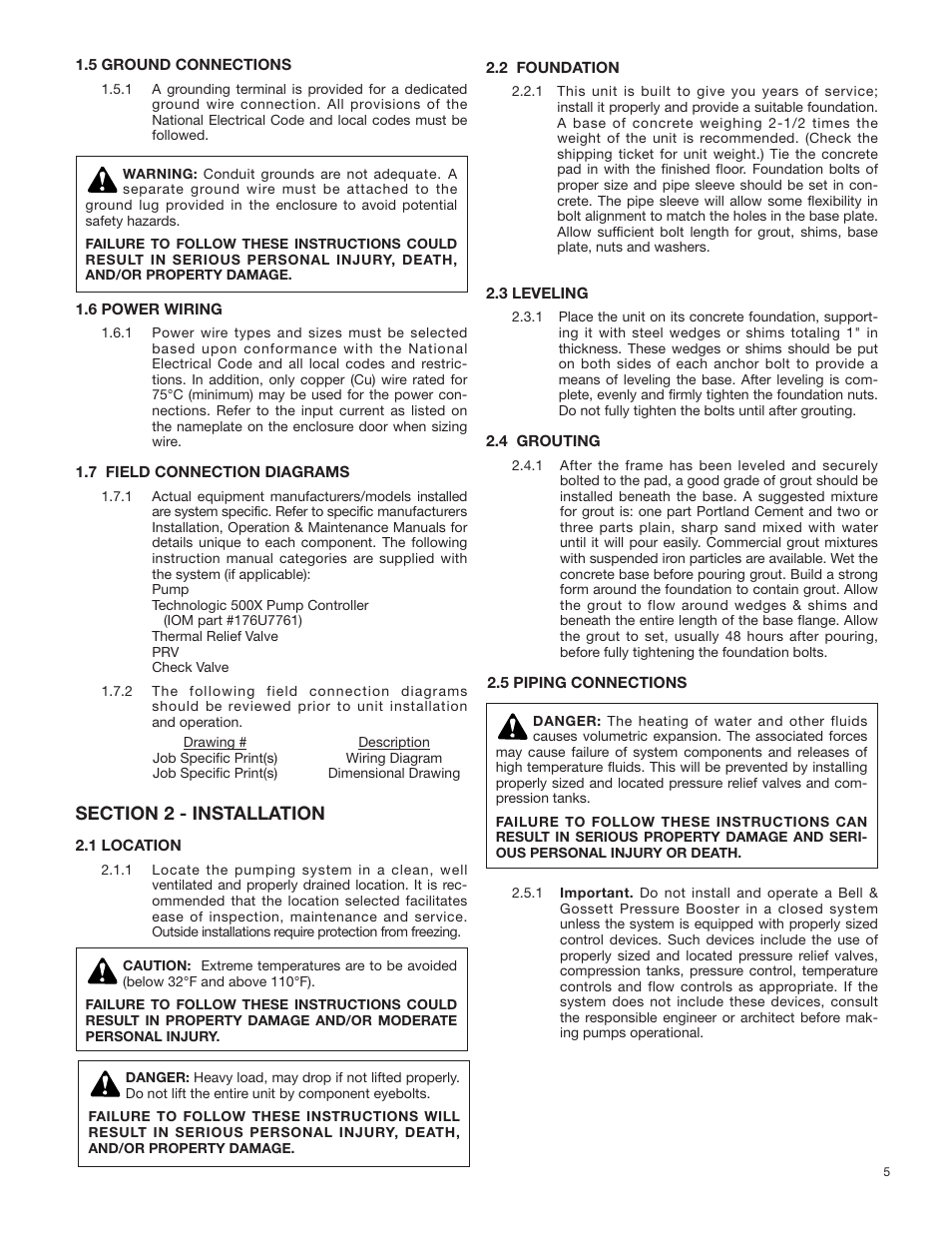 Bell & Gossett S14141B 70X Multiple Pump Pressure Booster Systems User Manual | Page 5 / 12