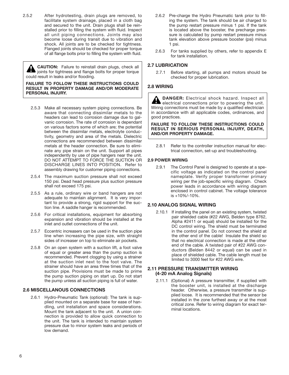 Bell & Gossett S14141B 70X Multiple Pump Pressure Booster Systems User Manual | Page 6 / 12