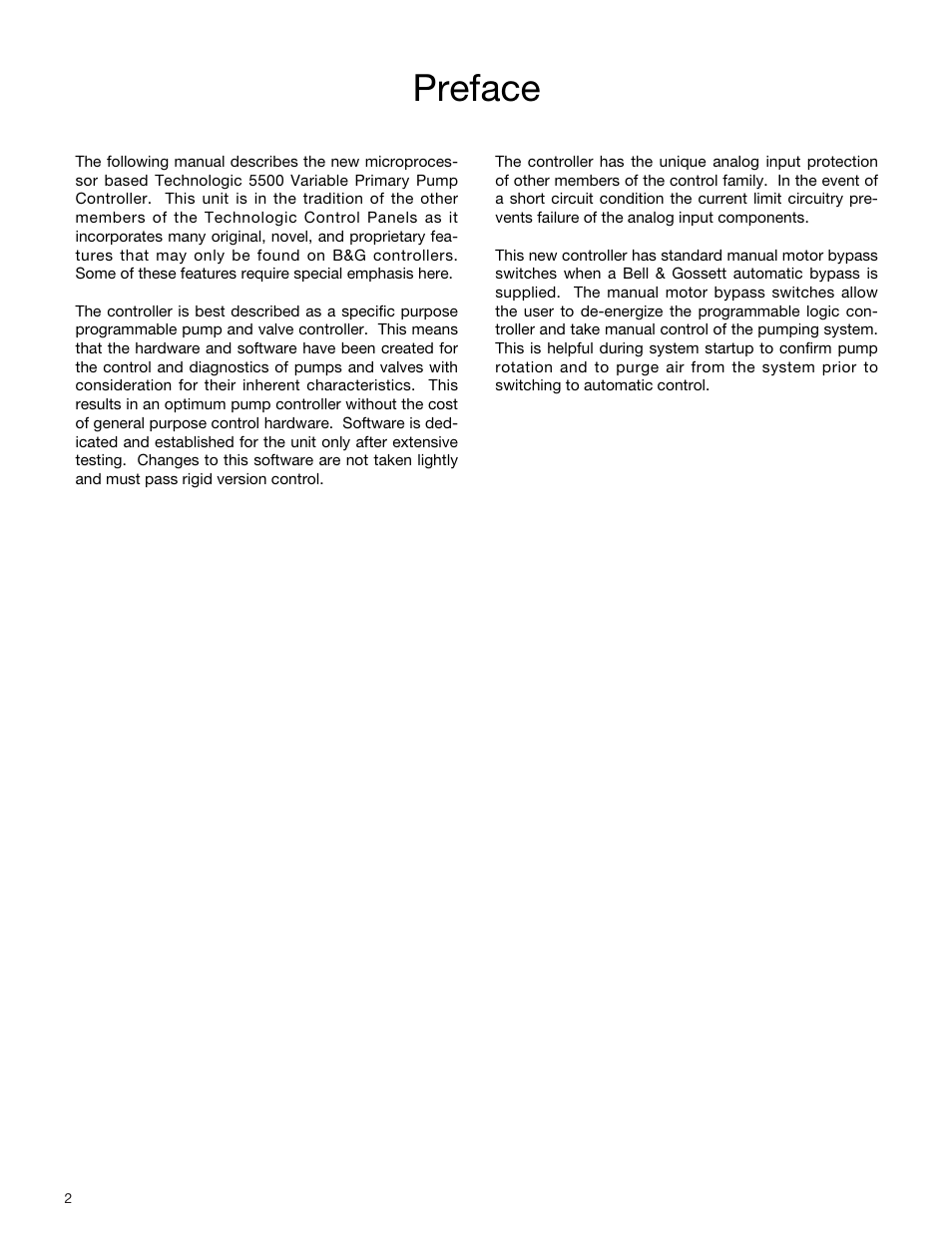 Preface | Bell & Gossett S14334B Technologic 5500 Series Variable Primary Pump and Valve Controller User Manual | Page 2 / 54