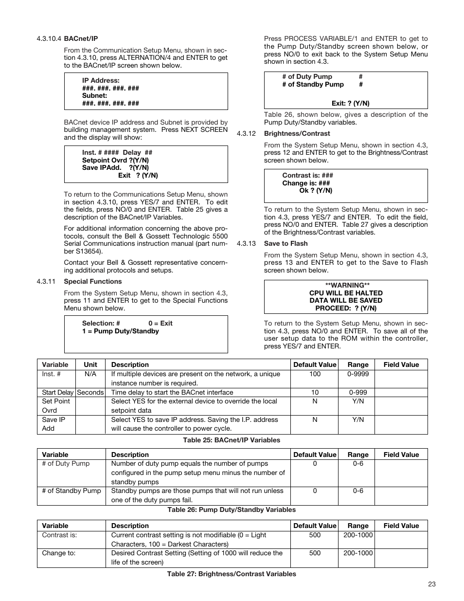 Bell & Gossett S14334B Technologic 5500 Series Variable Primary Pump and Valve Controller User Manual | Page 23 / 54