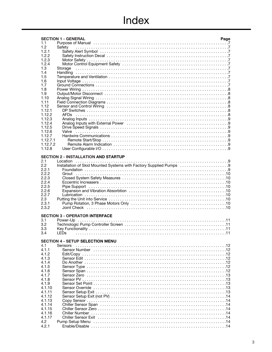 Index | Bell & Gossett S14334B Technologic 5500 Series Variable Primary Pump and Valve Controller User Manual | Page 3 / 54