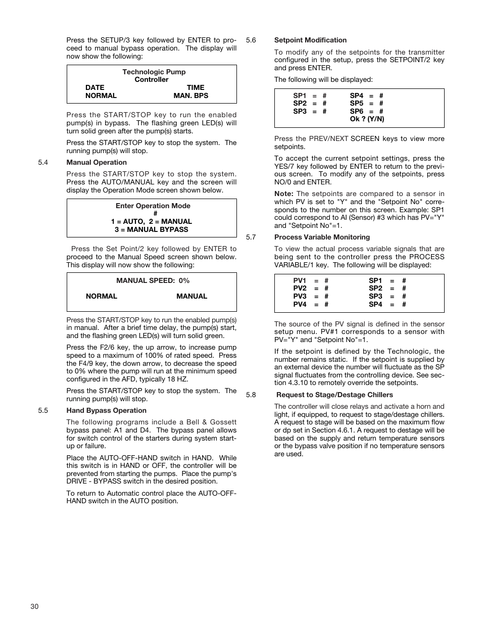 Bell & Gossett S14334B Technologic 5500 Series Variable Primary Pump and Valve Controller User Manual | Page 30 / 54