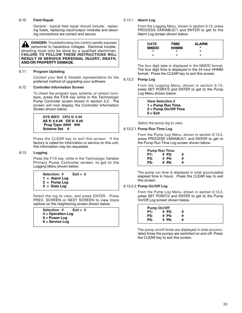 Bell & Gossett S14334B Technologic 5500 Series Variable Primary Pump and Valve Controller User Manual | Page 33 / 54