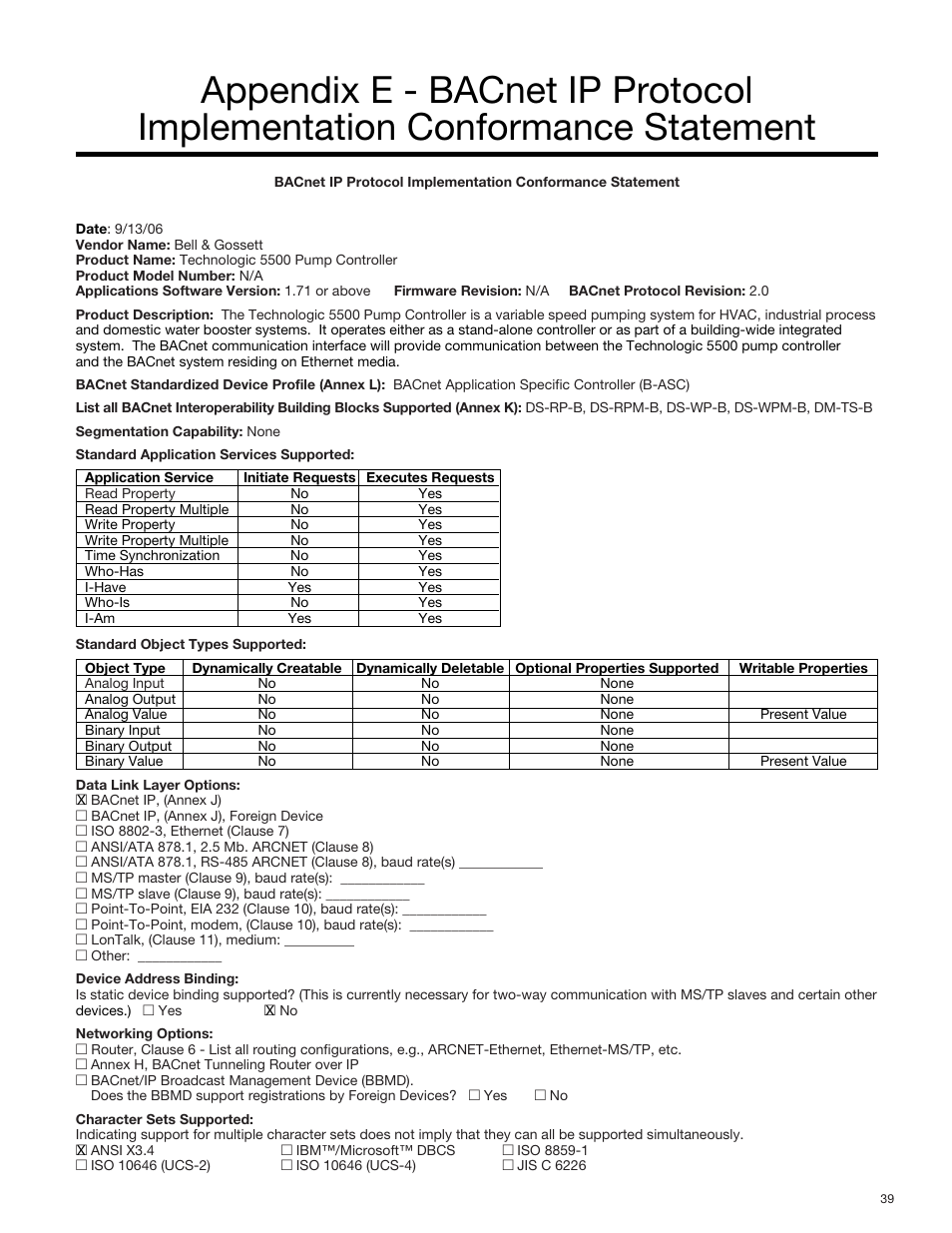 Bell & Gossett S14334B Technologic 5500 Series Variable Primary Pump and Valve Controller User Manual | Page 39 / 54