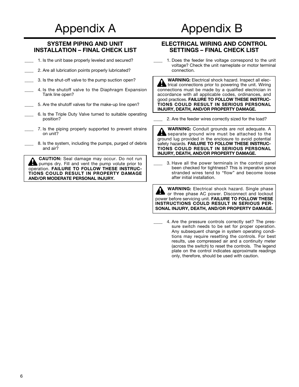 Appendix a appendix b | Bell & Gossett S14362C Glycol Make-up Unit User Manual | Page 6 / 10