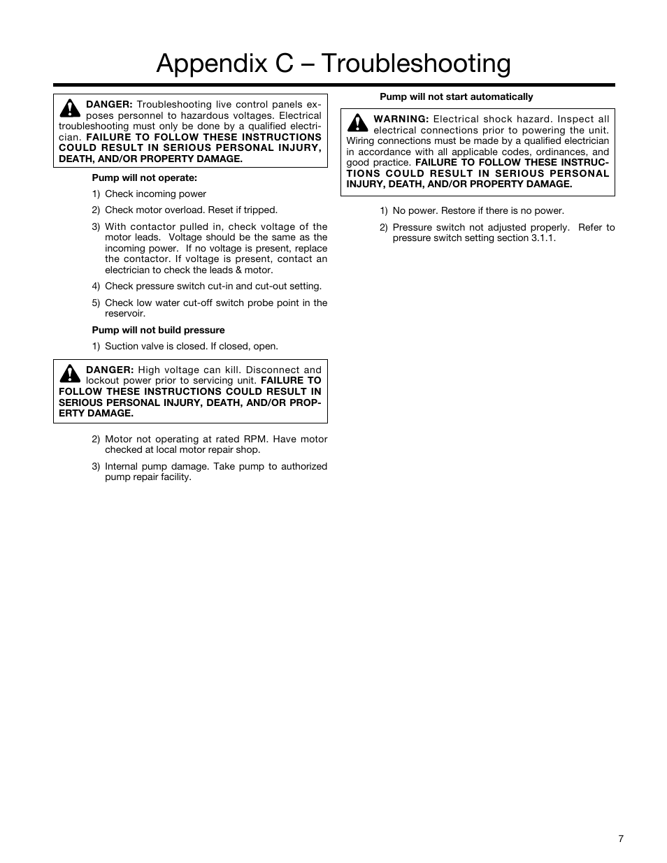Appendix c – troubleshooting | Bell & Gossett S14362C Glycol Make-up Unit User Manual | Page 7 / 10