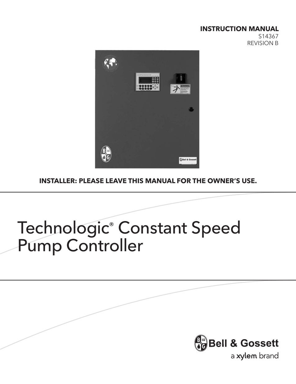 Bell & Gossett S14367B Technologic Constant Speed Pump Controller User Manual | 44 pages