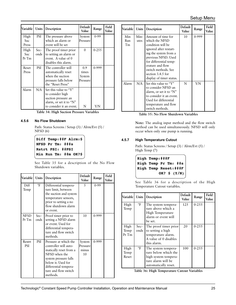 Setup menu | Bell & Gossett S14367B Technologic Constant Speed Pump Controller User Manual | Page 25 / 44