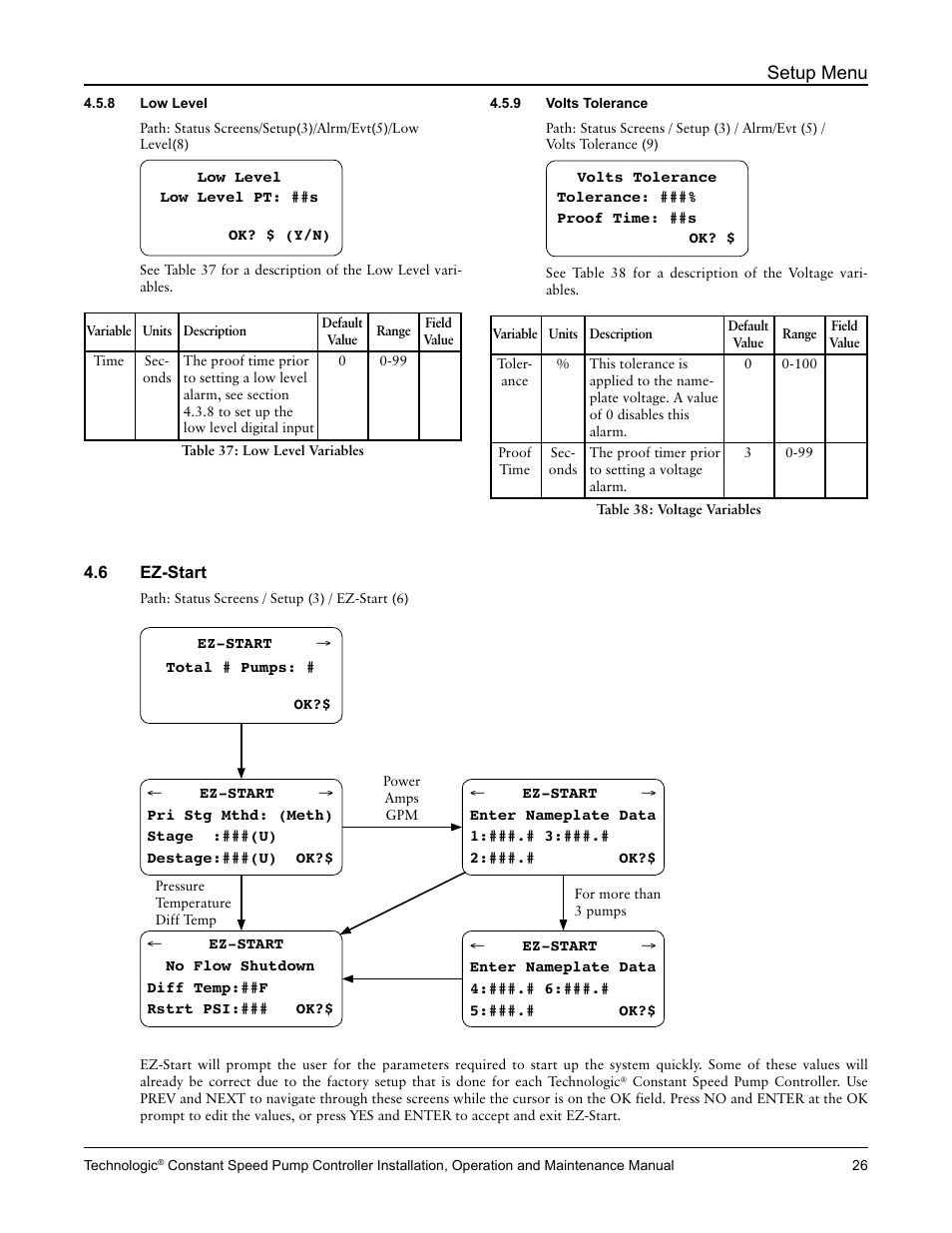 Setup menu | Bell & Gossett S14367B Technologic Constant Speed Pump Controller User Manual | Page 26 / 44
