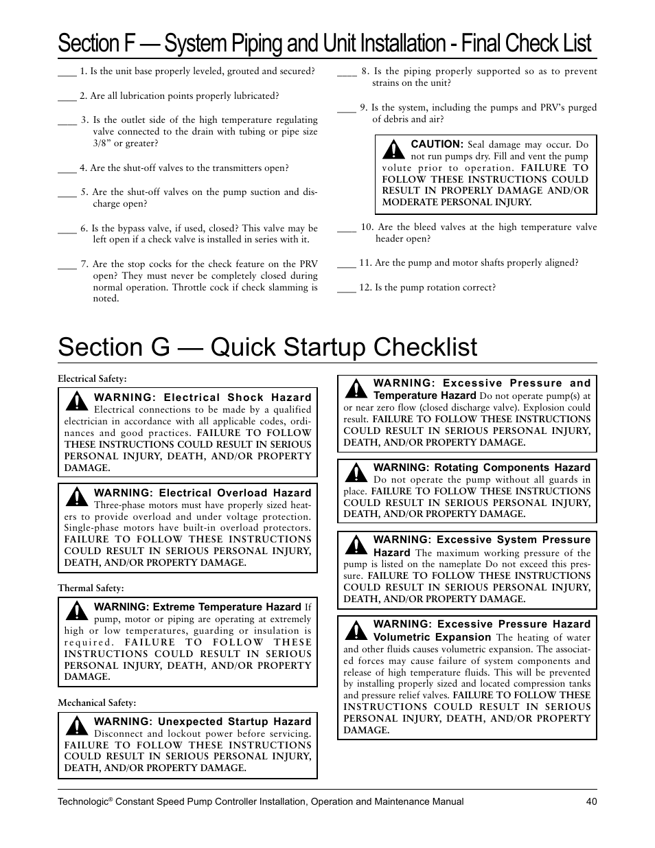 Bell & Gossett S14367B Technologic Constant Speed Pump Controller User Manual | Page 40 / 44