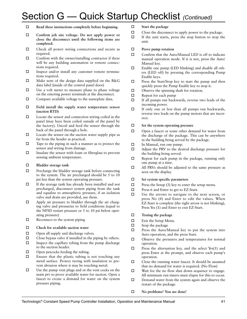 Continued) | Bell & Gossett S14367B Technologic Constant Speed Pump Controller User Manual | Page 41 / 44