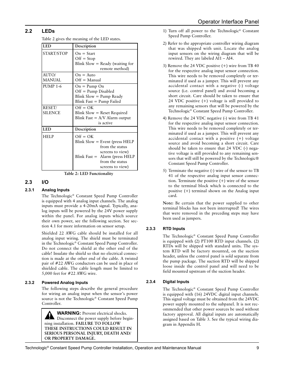 Operator interface panel | Bell & Gossett S14367B Technologic Constant Speed Pump Controller User Manual | Page 9 / 44