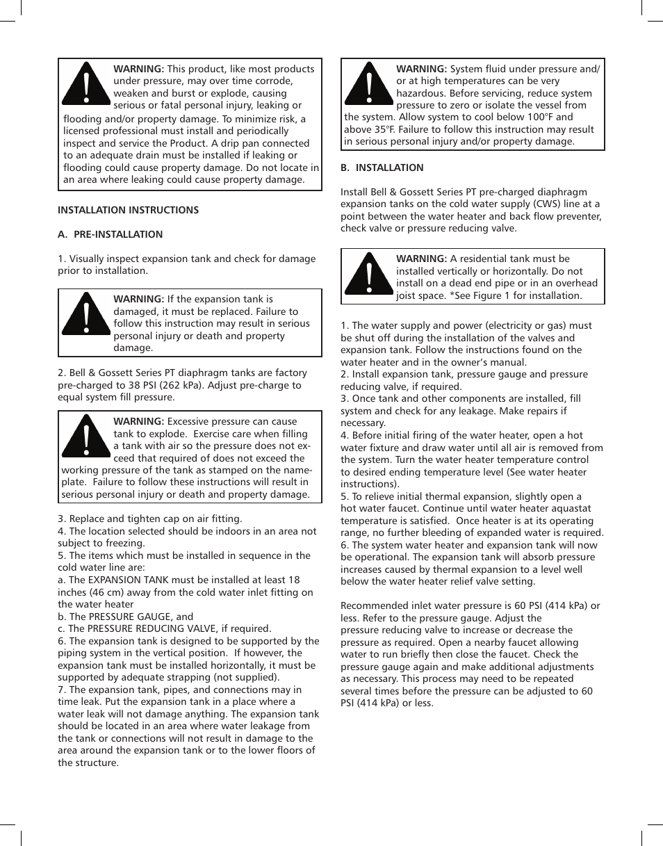 Bell & Gossett V1000001B PT Diaphragm Non-Code Expansion Tanks User Manual | Page 2 / 4