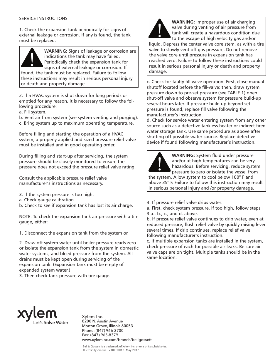 Bell & Gossett V1000001B PT Diaphragm Non-Code Expansion Tanks User Manual | Page 4 / 4