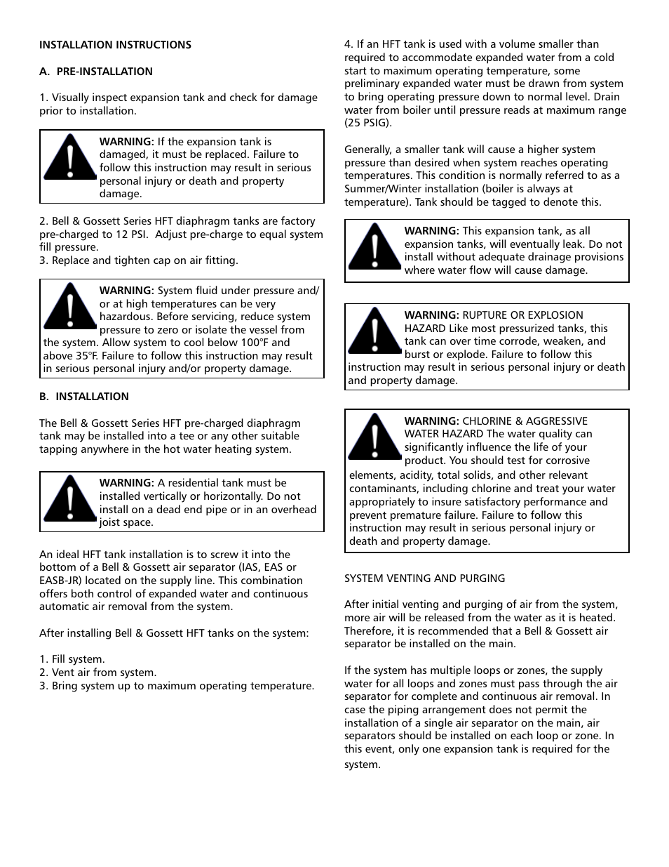 Bell & Gossett HFT Expansion Tanks for Hydronic Heating Systems User Manual | Page 2 / 4