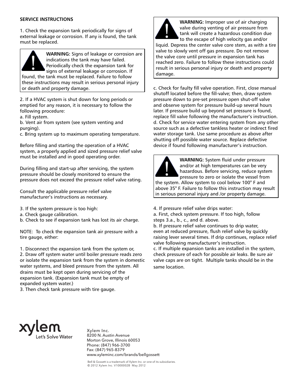 Bell & Gossett HFT Expansion Tanks for Hydronic Heating Systems User Manual | Page 4 / 4