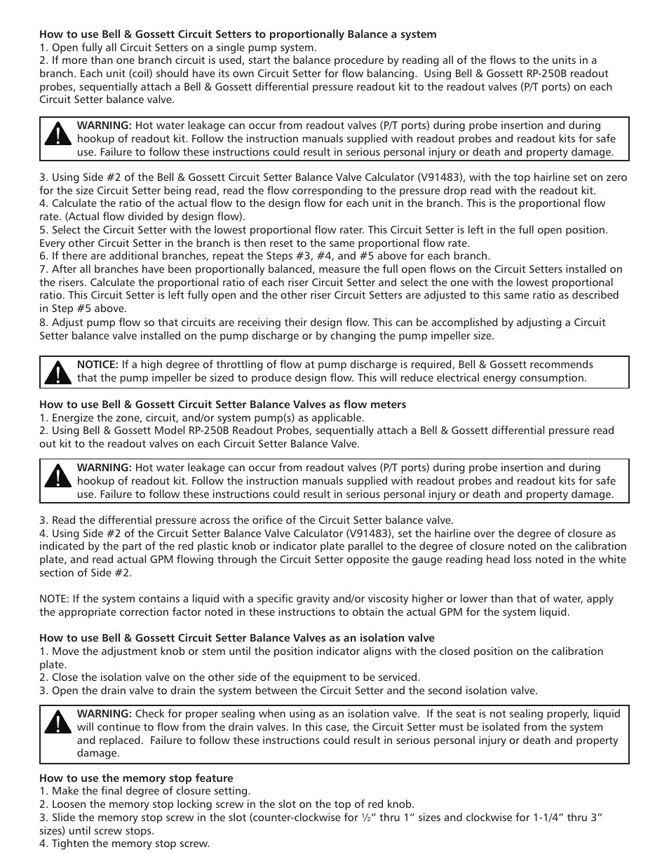 Bell & Gossett V1000187C Circuit Setter Plus Calibrated Balance Valves – Lead-Free User Manual | Page 4 / 6