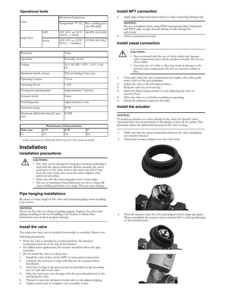 Installation | Bell & Gossett V1000461 Snap Zone Valve – ½” to 1” User Manual | Page 2 / 4