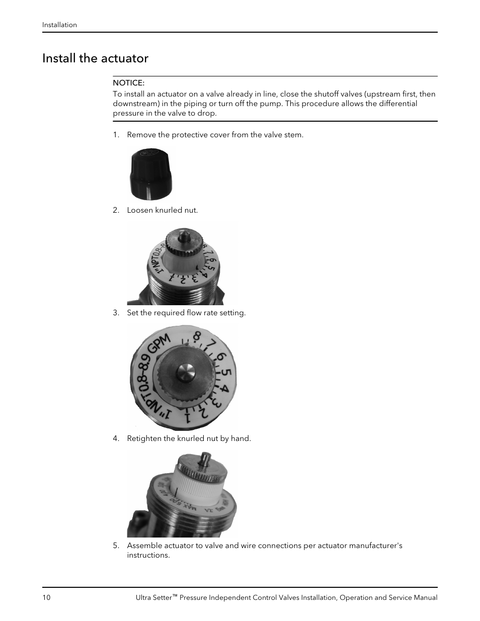 Install the actuator | Bell & Gossett V1000520 Ultra Setter Pressure Independent Control Valves User Manual | Page 12 / 20