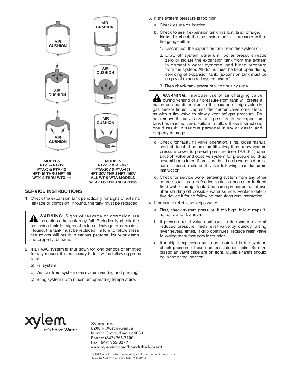 Bell & Gossett V57083D Diaphragm Expansion Tanks ASME And Non-Code User Manual | Page 4 / 4