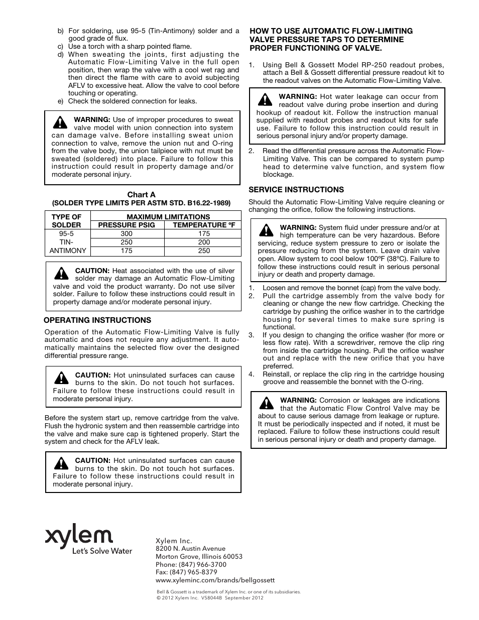 Bell & Gossett V58044B Circuit Sentry Automatic Flow-Limiting Valve User Manual | Page 2 / 2