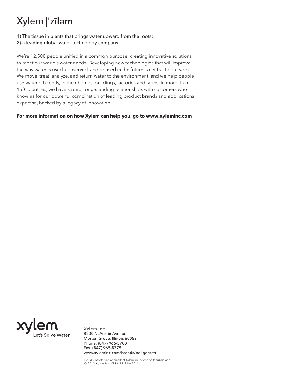 Xylem | Bell & Gossett V58911B Expansion Tanks for Hydronic Heating Systems User Manual | Page 4 / 4