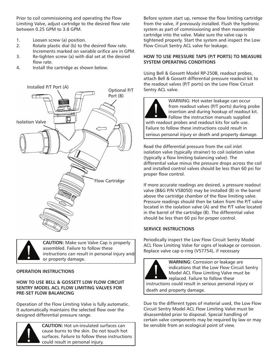 Bell & Gossett V59074B Low Flow Circuit Sentry Model ACL Flow Limiting Valves User Manual | Page 3 / 4