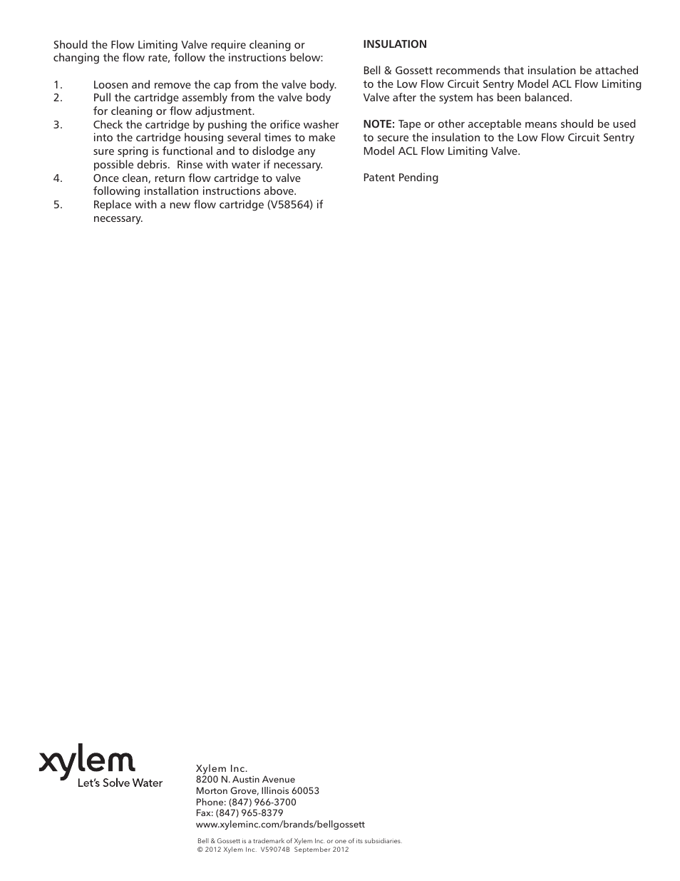 Bell & Gossett V59074B Low Flow Circuit Sentry Model ACL Flow Limiting Valves User Manual | Page 4 / 4