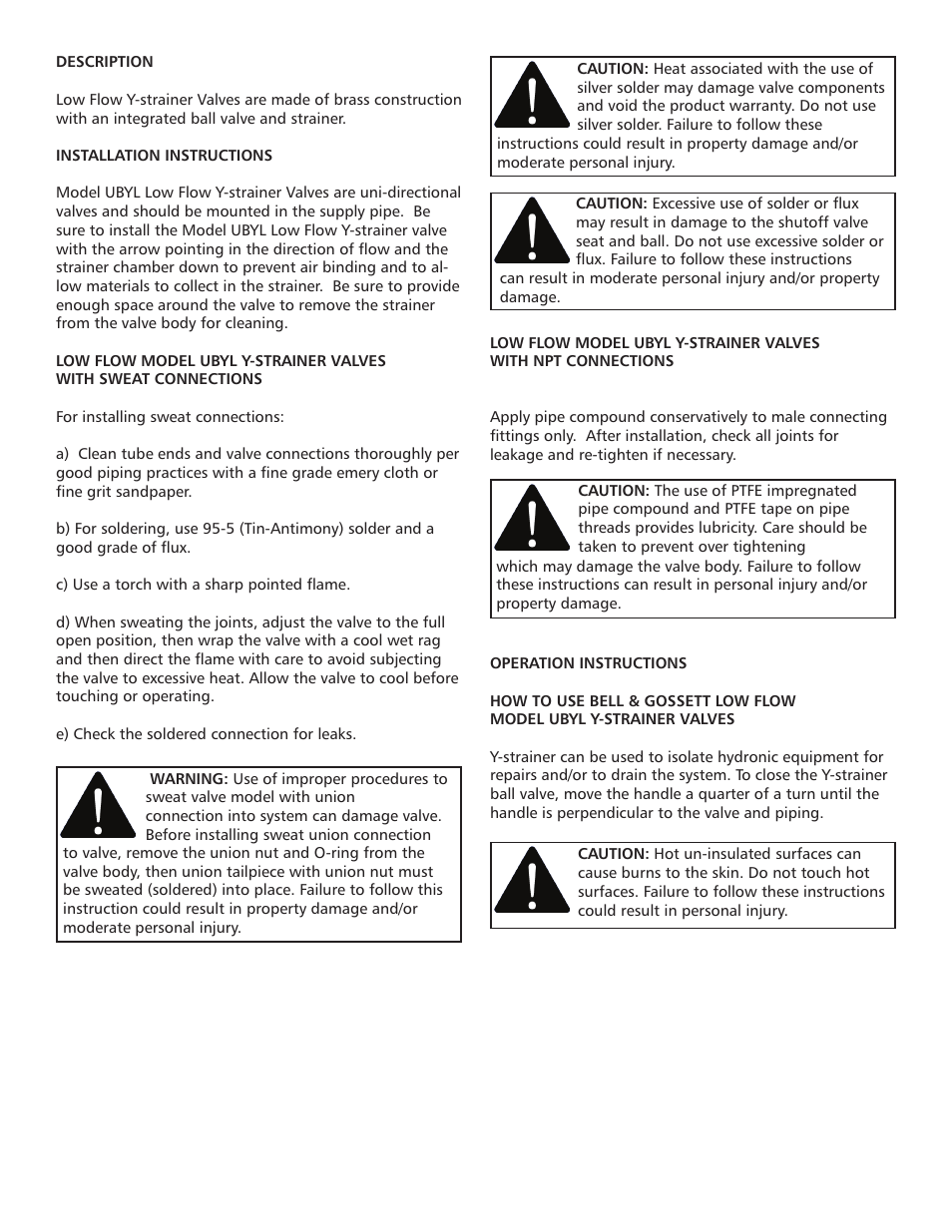 Bell & Gossett V59075B Low Flow Model UBYL Y-Strainer Combination Valve User Manual | Page 2 / 4