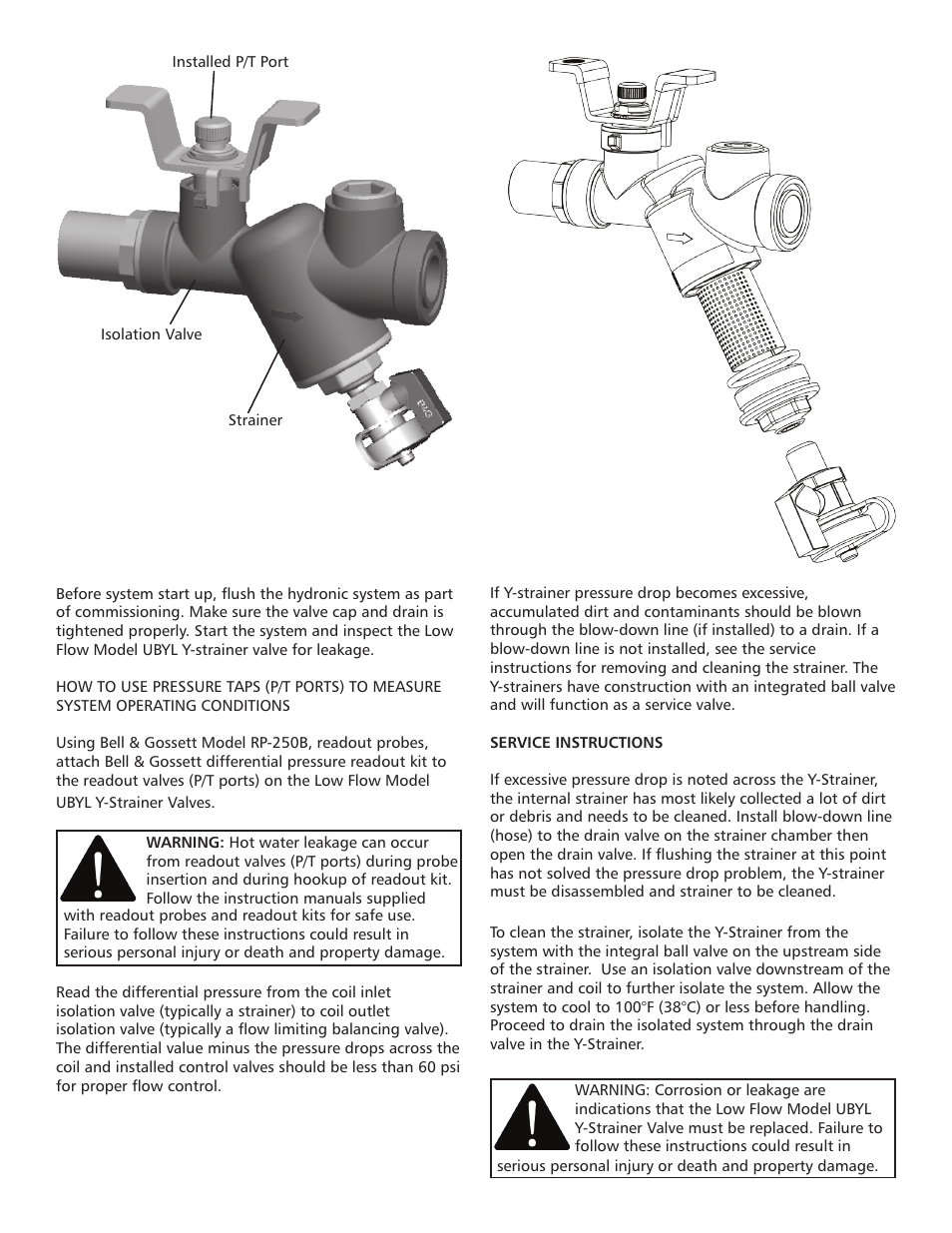 Bell & Gossett V59075B Low Flow Model UBYL Y-Strainer Combination Valve User Manual | Page 3 / 4