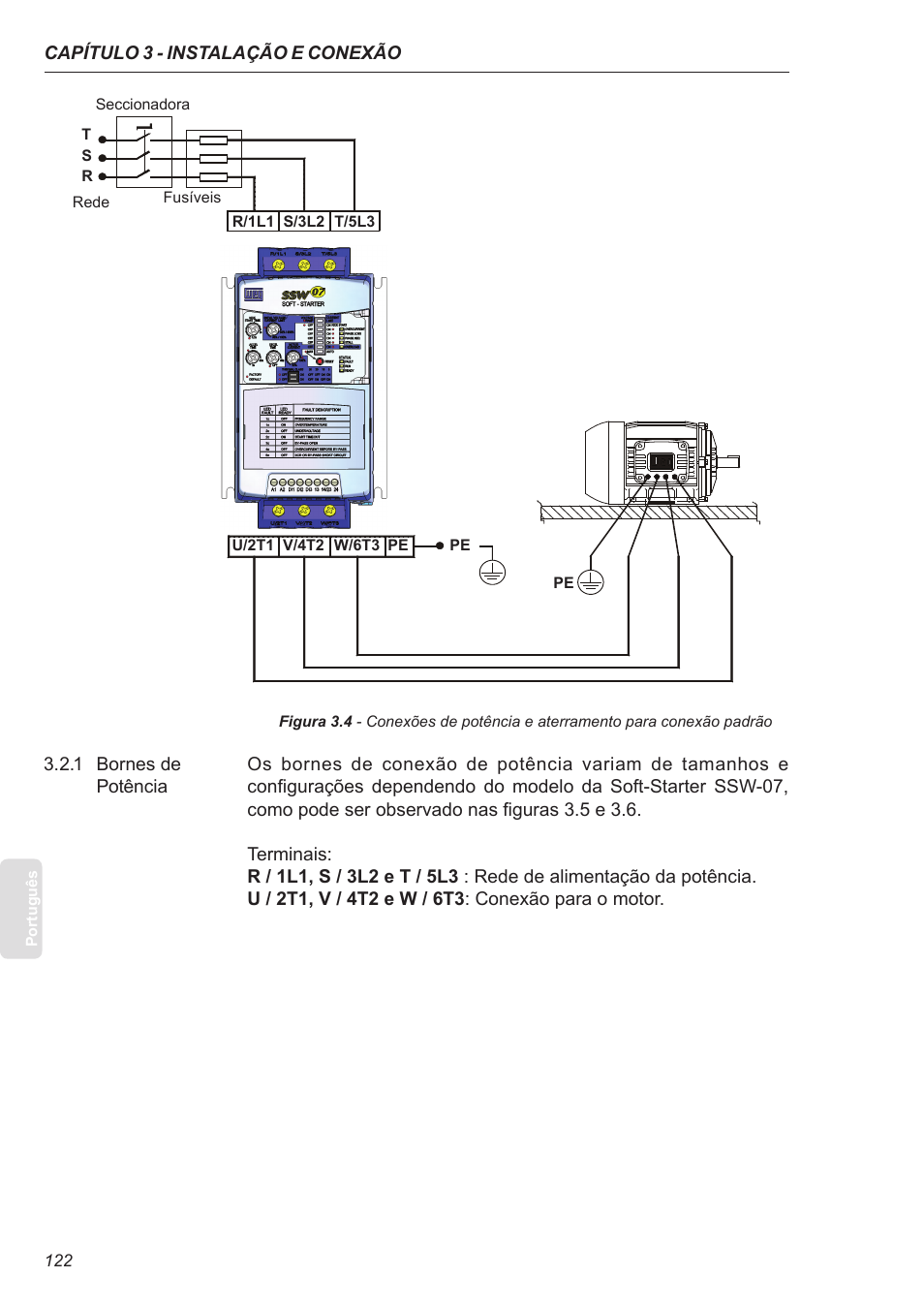 1 bornes de potência | Xylem SSW-07 Soft-Starter User Manual | Page 122 / 161