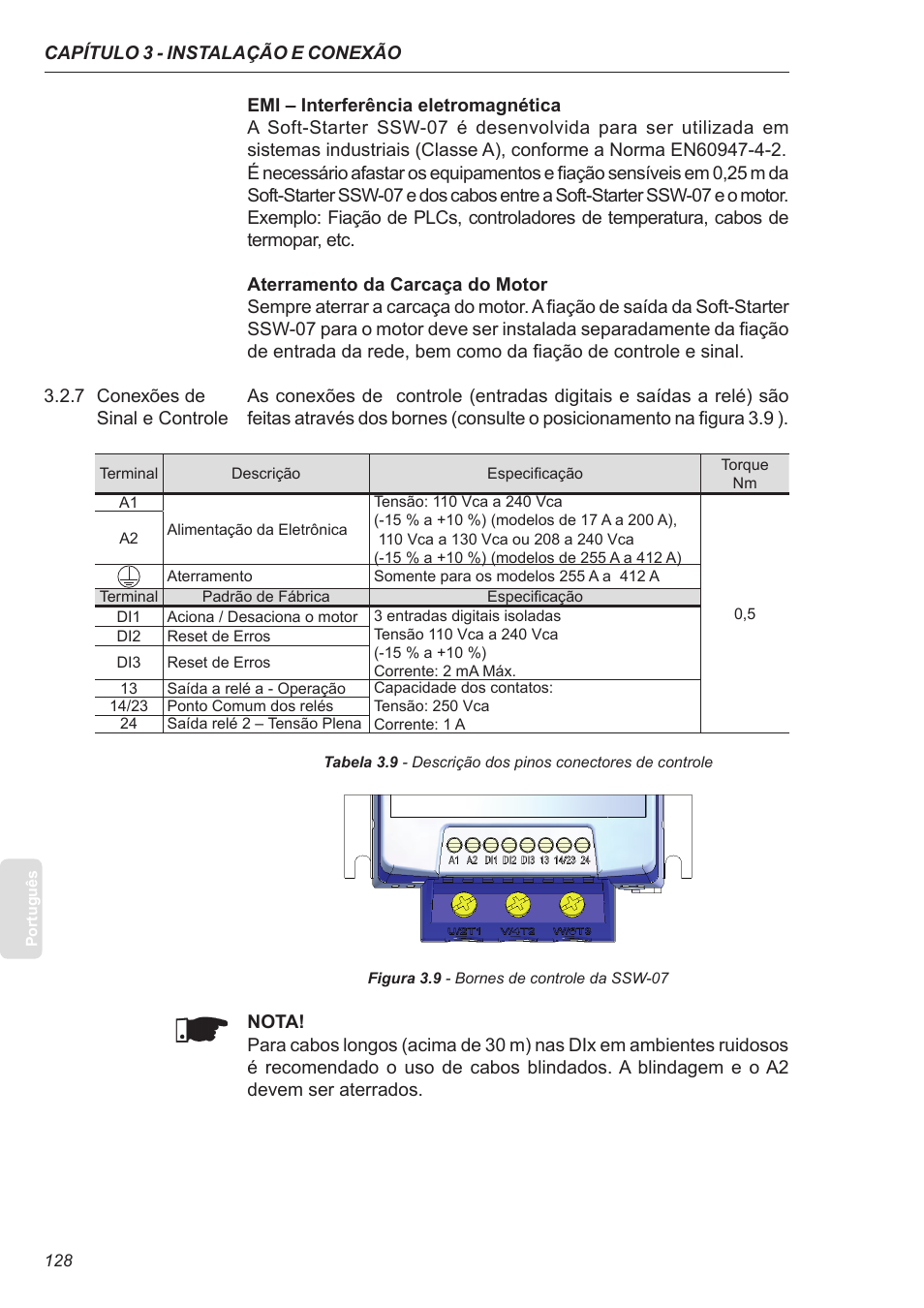 7 conexões de sinal e controle | Xylem SSW-07 Soft-Starter User Manual | Page 128 / 161