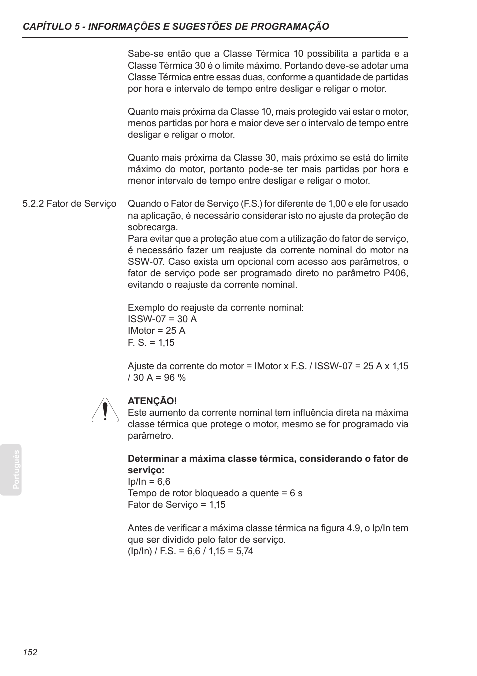 2 fator de serviço | Xylem SSW-07 Soft-Starter User Manual | Page 152 / 161