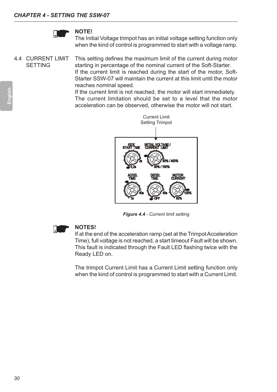 4 current limit setting | Xylem SSW-07 Soft-Starter User Manual | Page 31 / 161