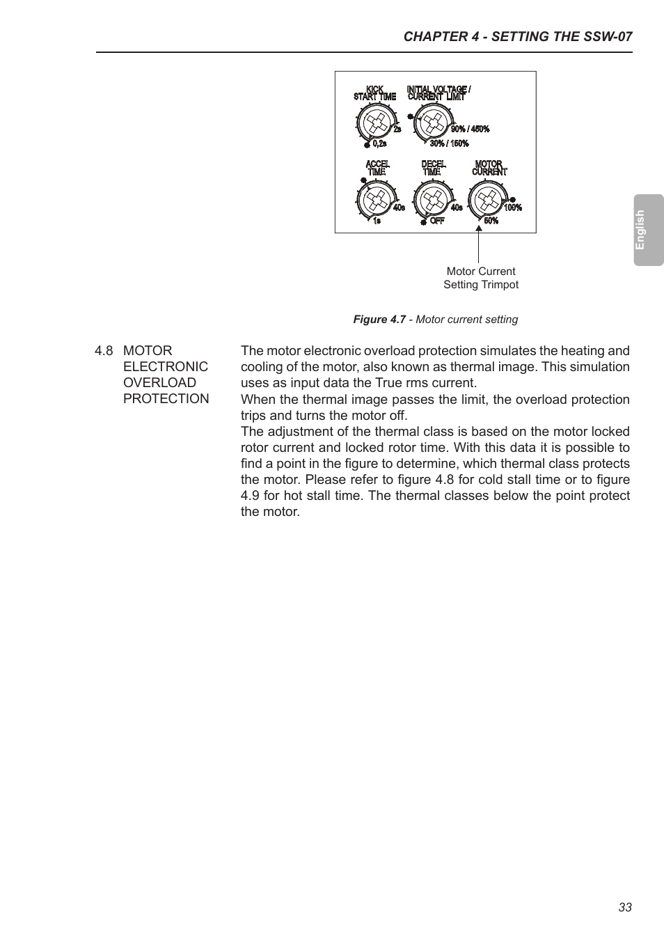 8 motor electronic overload protection | Xylem SSW-07 Soft-Starter User Manual | Page 34 / 161