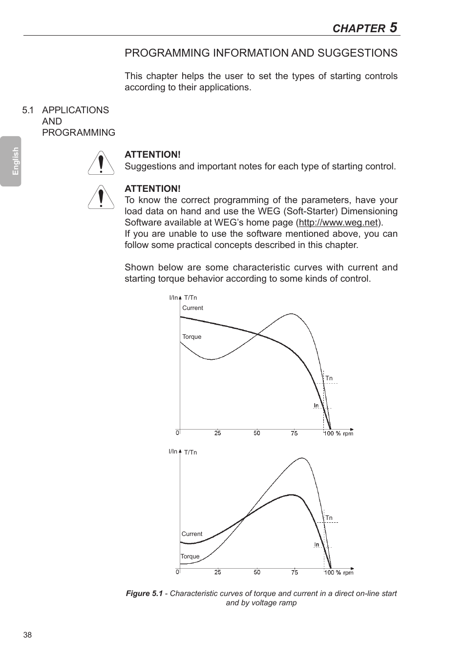 Programming information and suggestions, 1 applications and programming, Chapter | Xylem SSW-07 Soft-Starter User Manual | Page 39 / 161