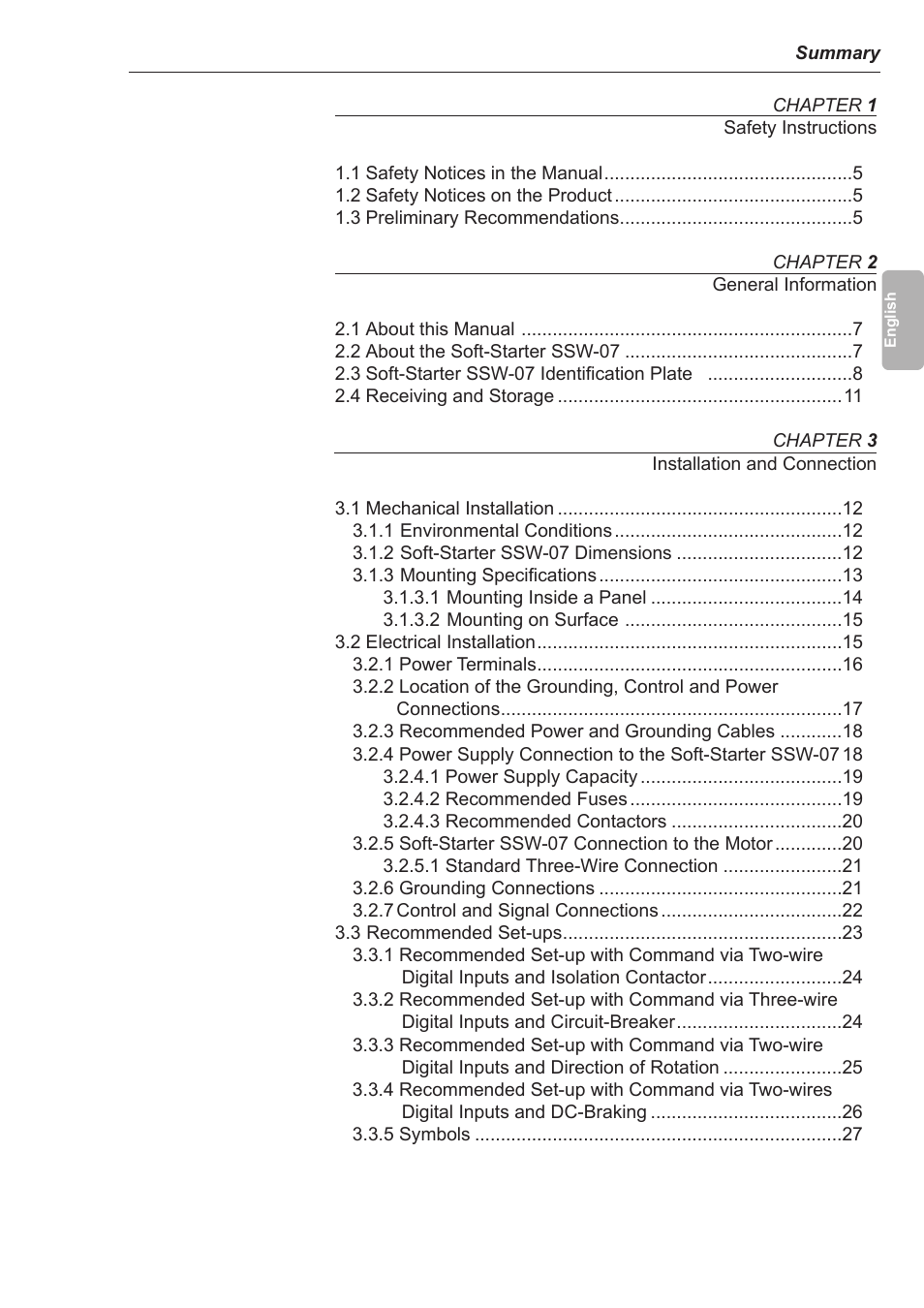 English, Summary | Xylem SSW-07 Soft-Starter User Manual | Page 4 / 161