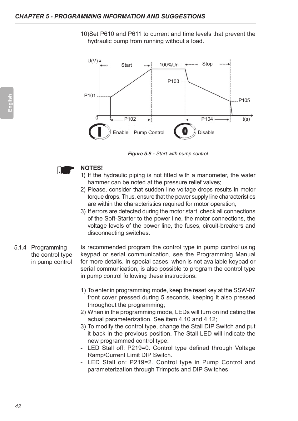 4 programming the control type in pump control | Xylem SSW-07 Soft-Starter User Manual | Page 43 / 161