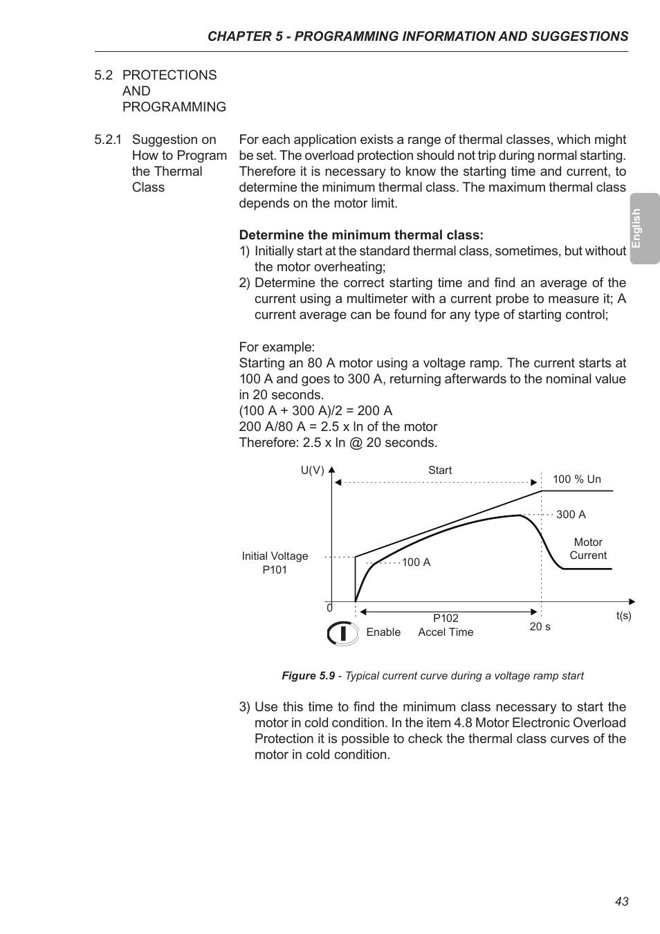 2 protections and programming, 1 suggestion on how to program the thermal class | Xylem SSW-07 Soft-Starter User Manual | Page 44 / 161