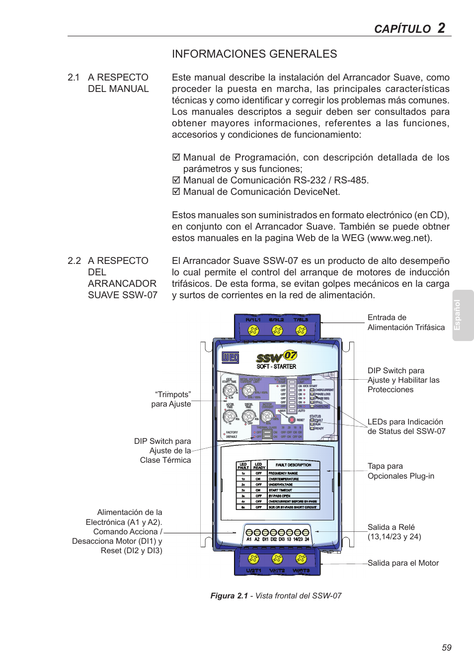 Informaciones generales, 1 a respecto del manual, 2 a respecto del arrancador suave ssw-07 | Capítulo | Xylem SSW-07 Soft-Starter User Manual | Page 60 / 161