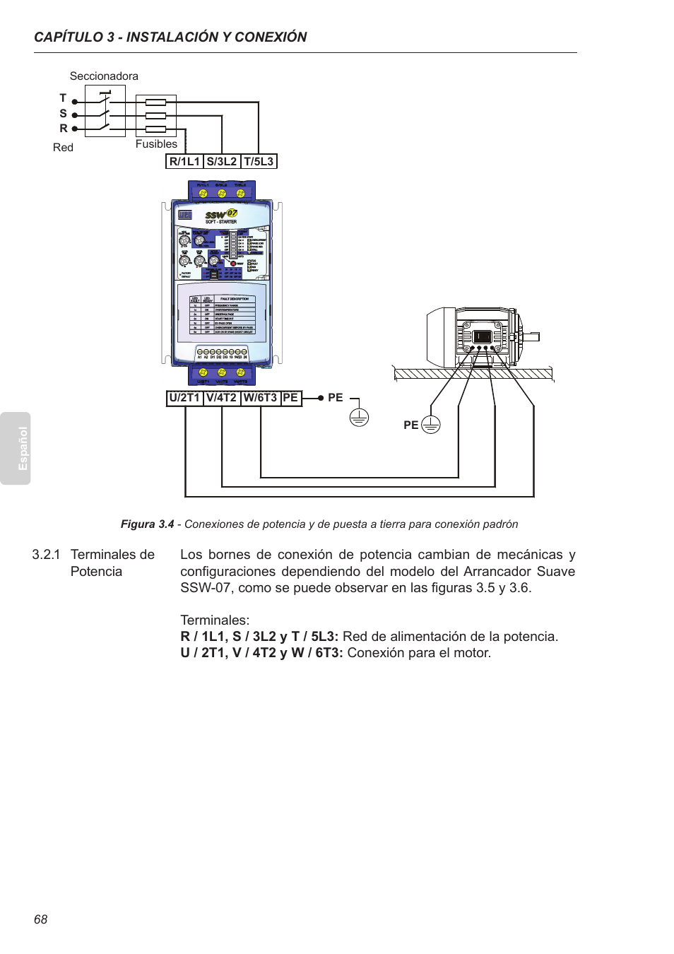 1 terminales de potencia | Xylem SSW-07 Soft-Starter User Manual | Page 69 / 161