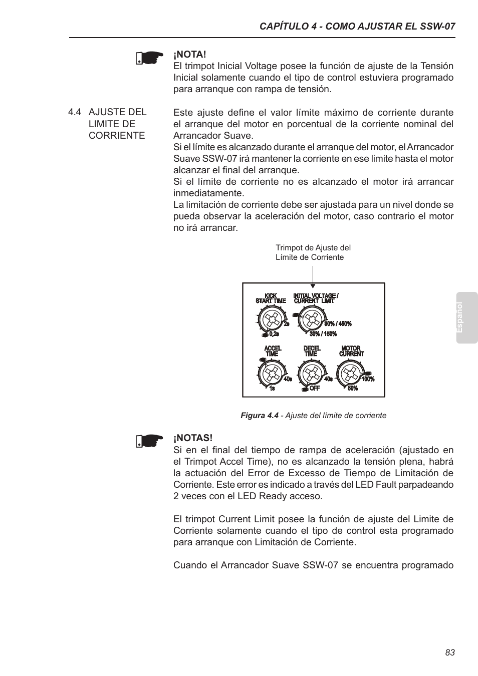 4 ajuste del limite de corriente | Xylem SSW-07 Soft-Starter User Manual | Page 84 / 161