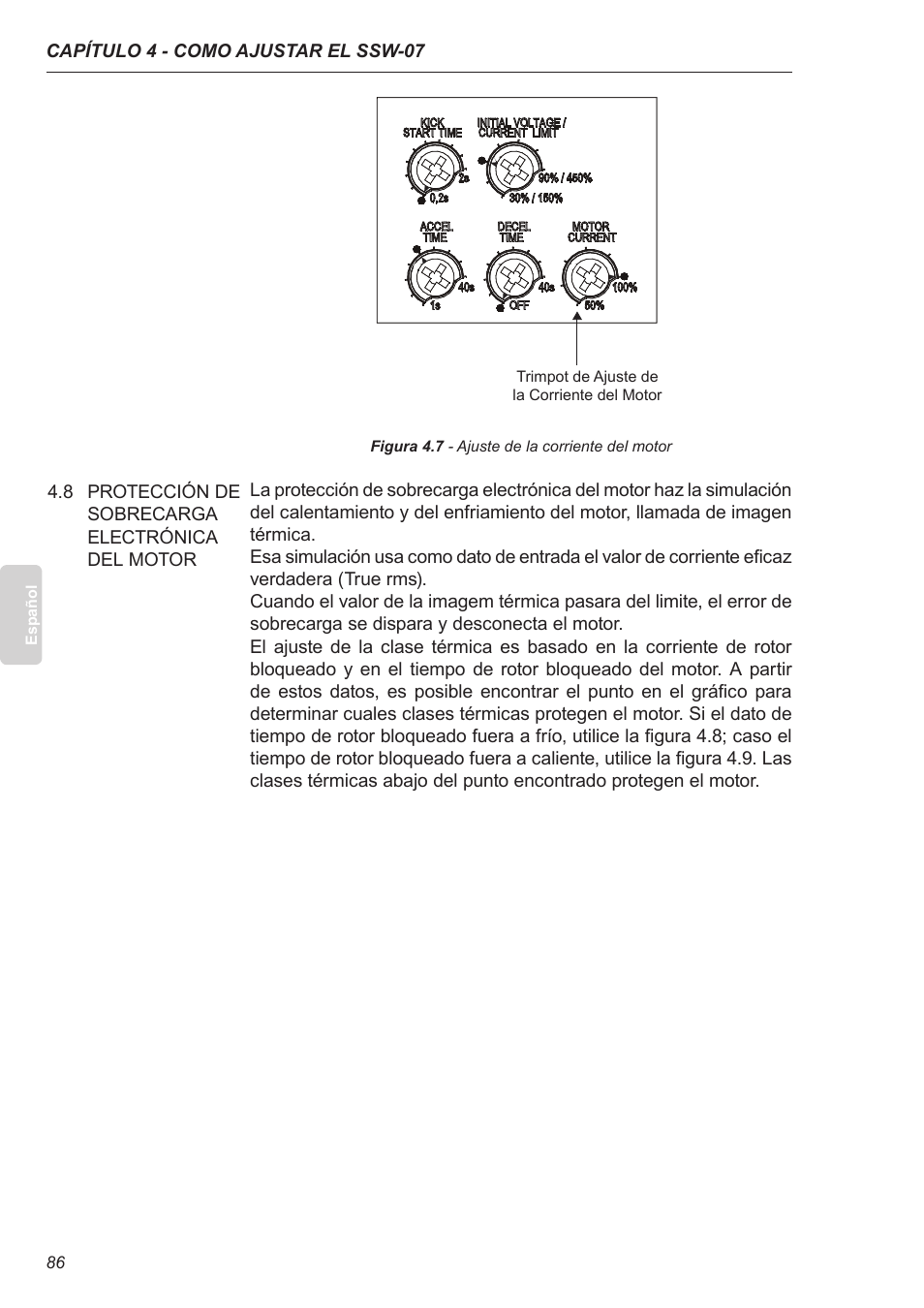 8 protección de sobrecarga electrónica del motor | Xylem SSW-07 Soft-Starter User Manual | Page 87 / 161