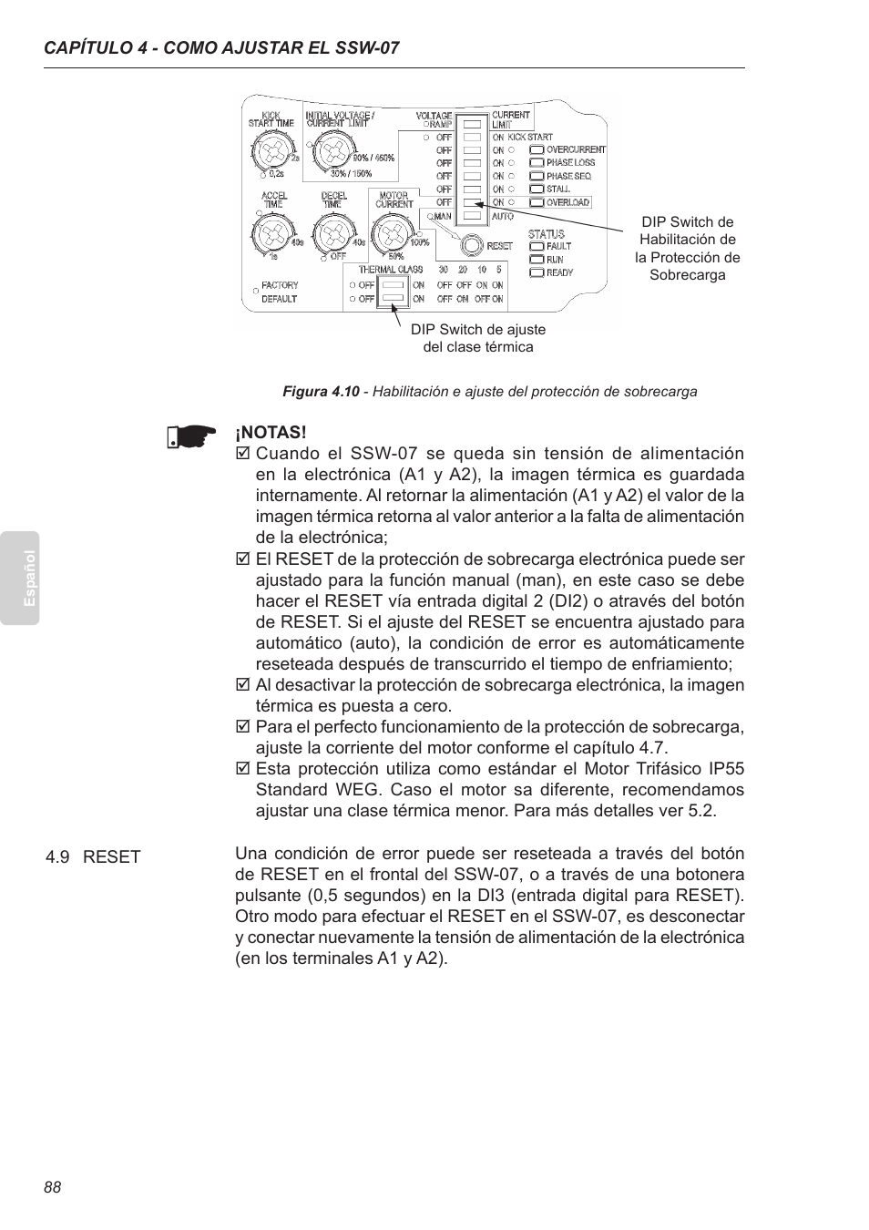 9 reset | Xylem SSW-07 Soft-Starter User Manual | Page 89 / 161